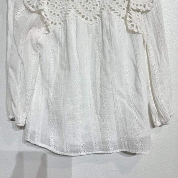 AEOM White Eyelet Lace Blouse Sz S - Picture 3 of 10